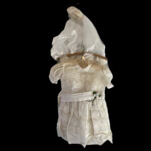 VTG 70-80s Sylvia Original Girl Sz 5 Wedding Dresses & Veil SetOf3 Ivory White